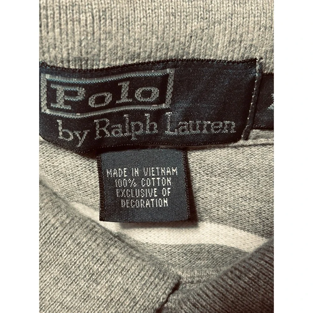 Polo Ralph Lauren Men's 2XL Grey White Striped Mesh Polo Short Sleeve Pristine